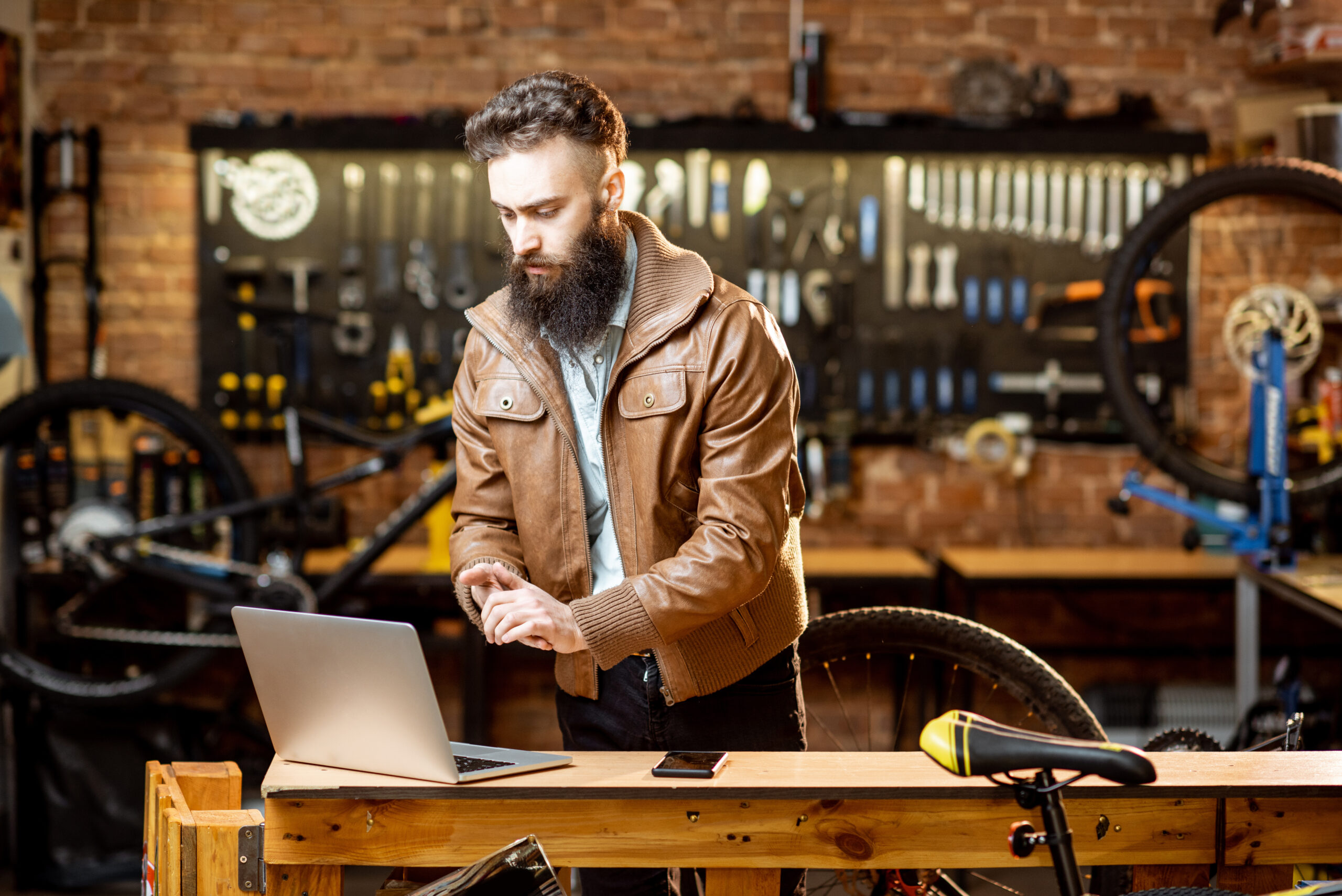 small businessman bicycle shop